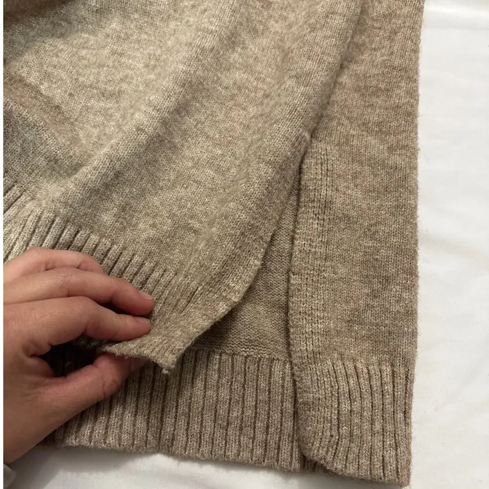 Anthropologie Women’s Small Serena V-neck Pullover Sweater Tan Knit Button Cozy